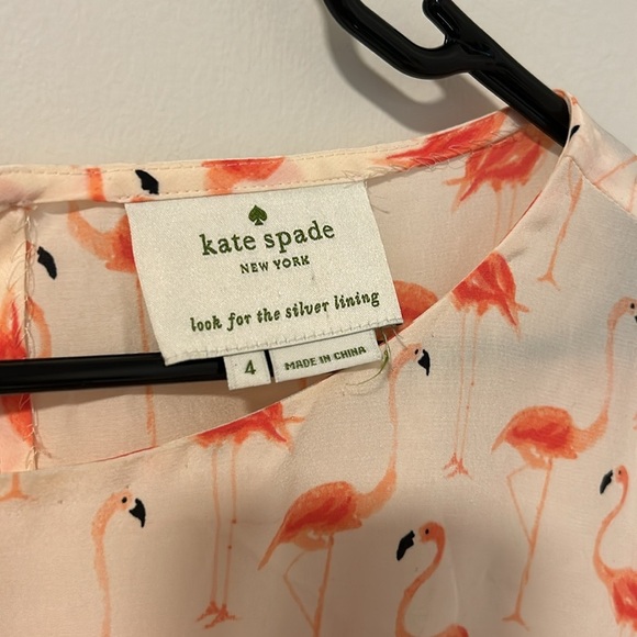 Kate Spade Flamingo Novelty Print 54% Silk Blend Dress Pockets Tropical Size 4 - Picture 3 of 8